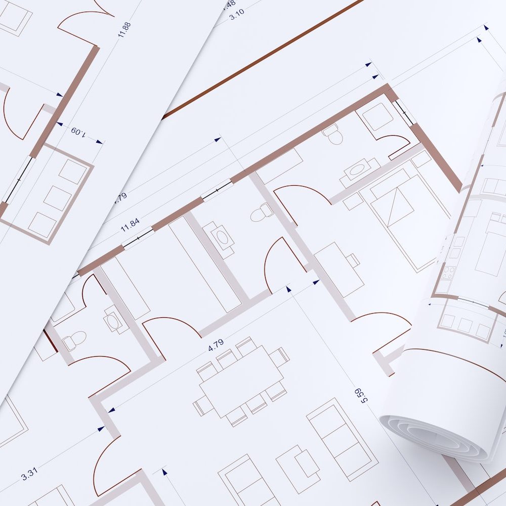 House floor plan, construction concept. Architecture blueprint drawings background, top view. 3d